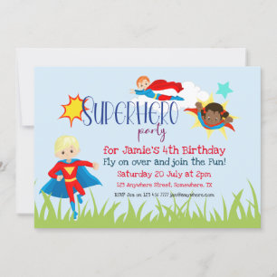 Invitation Superhero Fête d'anniversaire garçon/fille