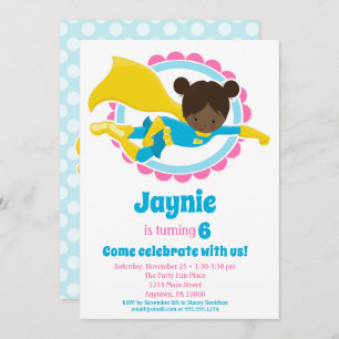 Invitation Superhero Girl - African American Birthday Party