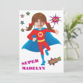 Invitation Superhero Girl Birthday Comic ⚡ Fun Fab USA (Debout devant)