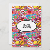 Invitation Superhero Girl Comic Book Anniversaire fête rose (Dos)