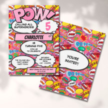 Superhero Girl Comic Book Anniversaire fête rose