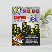 Invitation Superhero in the City Boys Birthday (Debout devant)
