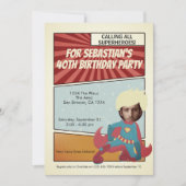Invitation Superhero Old Comic Birthday Party (blond) (Devant)