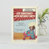 Invitation Superhero Old Comic Birthday Party (blond) (Debout devant)