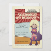 Invitation Superhero Old Comic Birthday Party (blond) (Devant)
