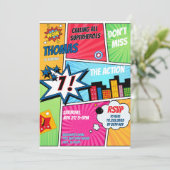 Invitation Superhero Party Comic Book Birthday Photo (Debout devant)