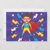 Invitation Superhero Party Photo Boys Blue Stars Super (Dos)