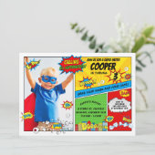 Invitation Superhero Party Super Hero Photo Anniversaire (Debout devant)