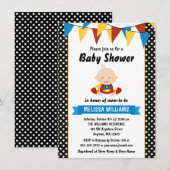 Invitation Superhero Polka Dot Bunting Baby shower (Devant / Derrière)