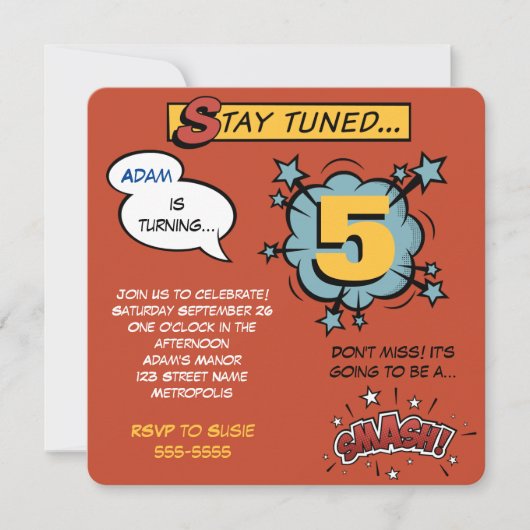 Invitation Superhero Smash ! (Devant)