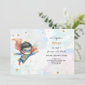 Invitation Superhero superboy anniversaire de enfant (Debout devant)