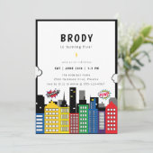 Invitation Superhero Thème Anniversaire (Debout devant)