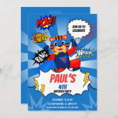 Invitation Superhero Theme Anniversaire de enfant Party (Devant / Derrière)
