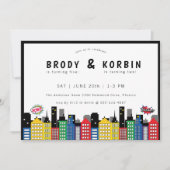 Invitation Superhero Thème Jour d'anniversaire conjoint (Devant)