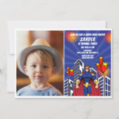 Invitation Superhero Thème Photo Boys 3e fête d'anniversaire (Devant)