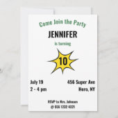 Invitation Superhero unique Extraordinaire fille anniversaire (Dos)