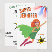 Invitation Superhero unique Extraordinaire fille anniversaire (Devant / Derrière)