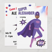 Invitation Superhero unique Extraordinaire garçon Fabuleux an (Devant / Derrière)