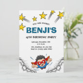 Invitation Superheroes kid's birthday party (Debout devant)