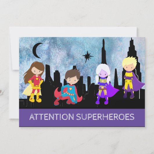 Invitation *~* SUPERHEROS Anniversaire de enfant Party (Devant)