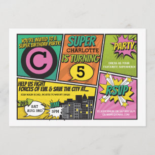 Invitation Superhéros de fille Invitation du Parti