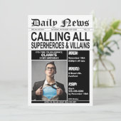 Invitation Superhéros ou vilains fête d'anniversaire Superher (Debout devant)