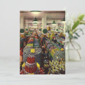 Invitation Supermarché d'affaires vintage, aliments et boisso (Debout devant)