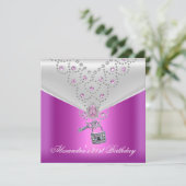 Invitation Superposition de fête d'anniversaire 21 ans Rose B (Debout devant)