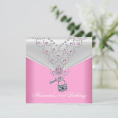 Invitation Superposition de fête d'anniversaire 21 ans Rose B (Debout devant)