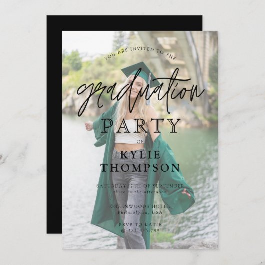 Invitation Superposition de photo de calligraphie de script s (Devant / Derrière)