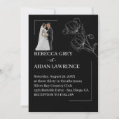 Invitation Superposition de photo de mariage noir blanc class (Devant)