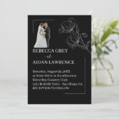 Invitation Superposition de photo de mariage noir blanc class (Debout devant)