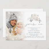 Invitation Superposition de photo Fleurs blanches Joignez-vou (Devant / Derrière)