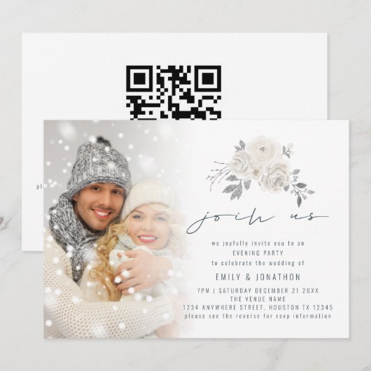 Invitation Superposition de photo Fleurs blanches Join Us Soi (Devant / Derrière)