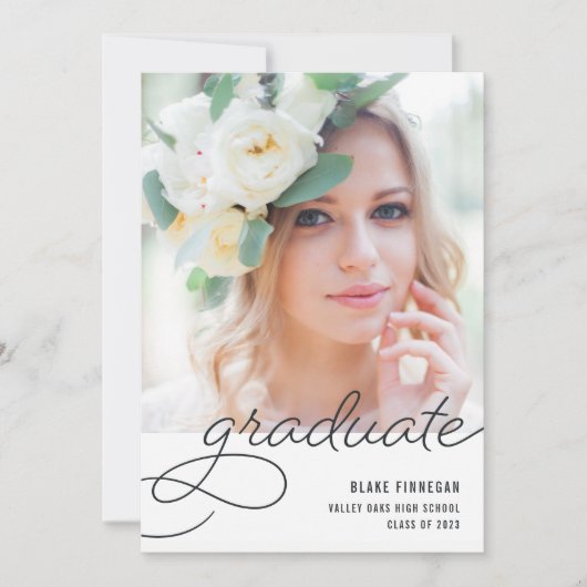 Invitation Superposition de script | Photo Graduation Party (Devant)