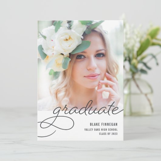 Invitation Superposition de script | Photo Graduation Party (Debout devant)