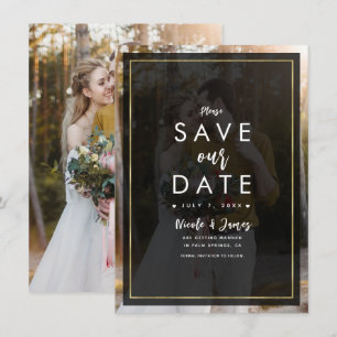Invitation Superposition de teinte or photo sombre Moderne En