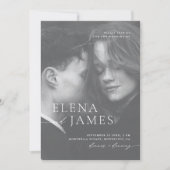 Invitation Superposition minimaliste photo Mariage noir et bl (Devant)