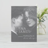 Invitation Superposition minimaliste photo Mariage noir et bl (Debout devant)