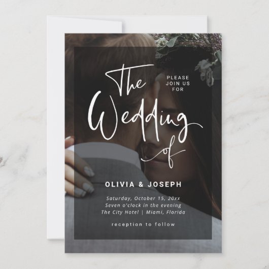 Invitation Superposition moderne en noir et blanc | Mariage p (Devant)