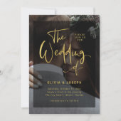 Invitation Superposition moderne en noir et en or Faux | Mari (Devant)