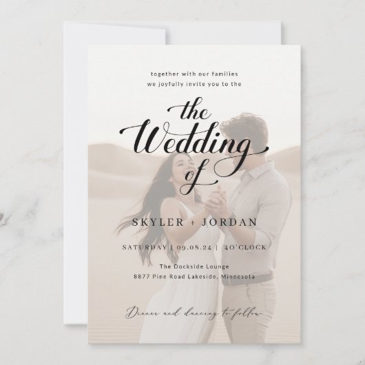 Invitation Superposition simple en noir et blanc 2 Mariage ph (Devant)