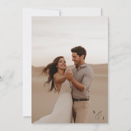 Invitation Superposition simple en noir et blanc 2 Mariage ph (Dos)