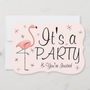 Invitation Support de carton d'invitation 'Fête' Rose Flamant