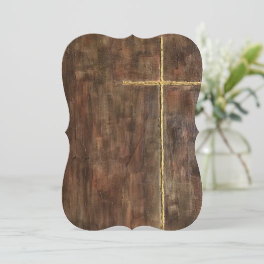 Invitation Support d'invitation Gold Cross 5x7 (Debout devant)