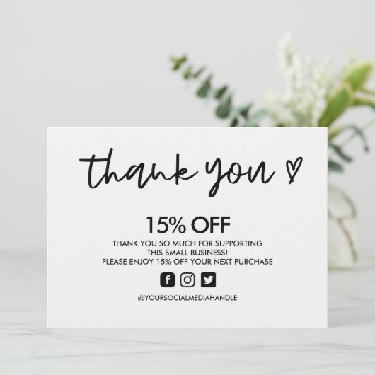 Invitation Support en Merci noir et blanc (Debout devant)