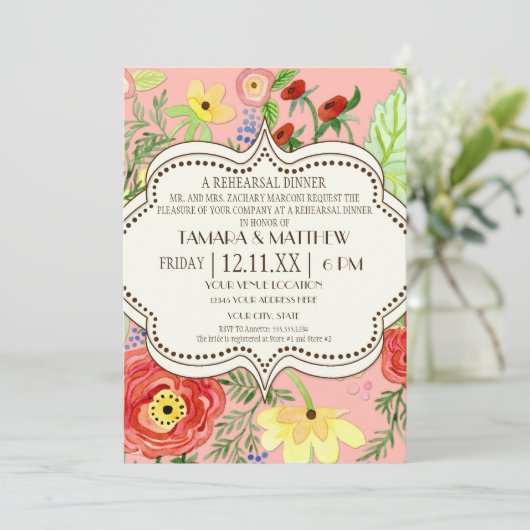 Invitation Support Rose de feuille de Ranunculus moderne (Debout devant)