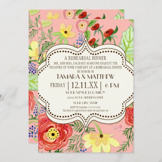 Invitation Support Rose de feuille de Ranunculus moderne (Devant / Derrière)