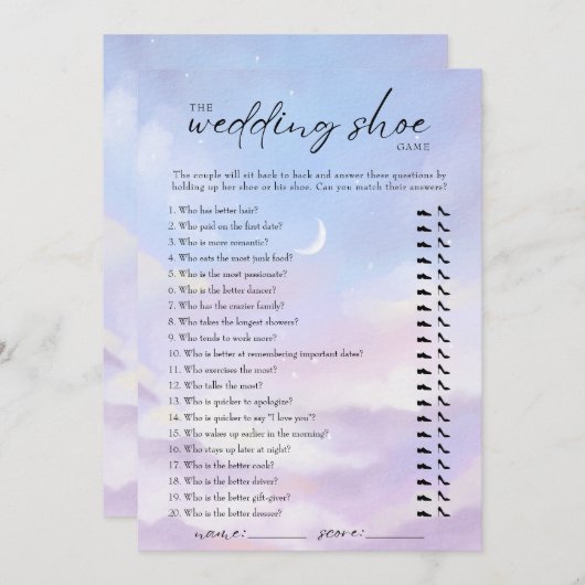 Invitation Sur Cloud 9 Mariage Shoe Game (Devant / Derrière)