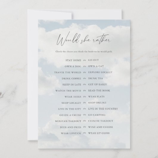 Invitation Sur Cloud 9 Voudrait-Elle Plutôt Fête des mariées  (Devant)